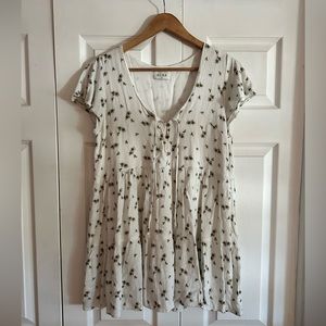 NWOT - Aura - white floral babydoll dress - size large